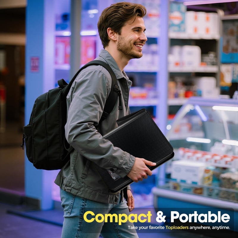 ProCase 4 Pocket Top Loader Binder, Holding 144 Cards in 3""x4"" Toploaders, Side Loading Small Book Folder with Clear Window for Pokemon, Trading, Sports Cards Collection TCG, MTG -Black - Image 2